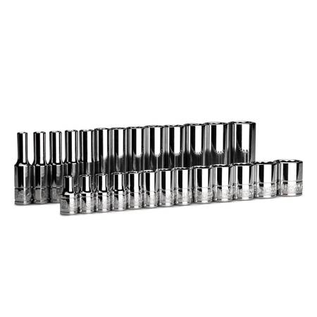 CAPRI TOOLS 1/4 in. Drive 12-Point Shallow and Deep Socket Set, Metric, 4 to 15 mm, 26-Piece CP16100-26MSD